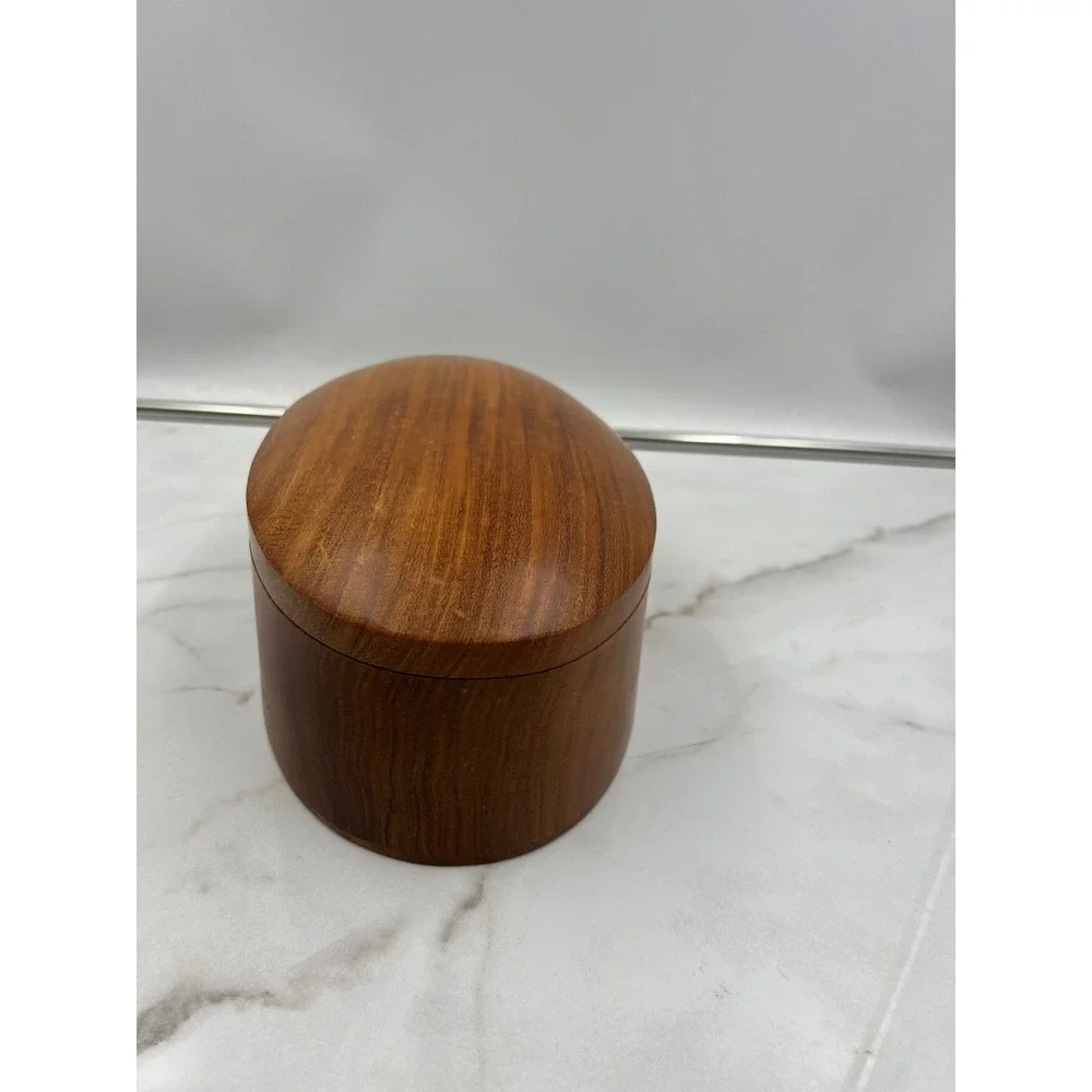 Handcrafted Oval Wood Jewelry Keepsake Box Natural Grain Hinged Lid 10.5 Inch - Picture 4 of 11